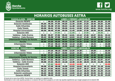 HORARIO BUSES ASTRA LV  HORCHE