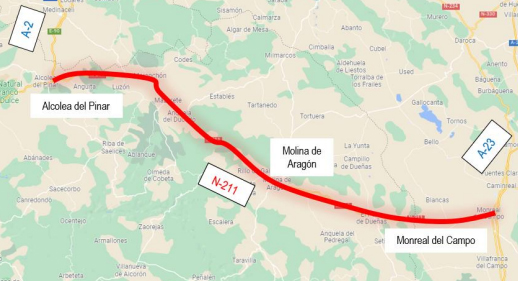 carretera N-211 posible autovía Acolea - Monreal