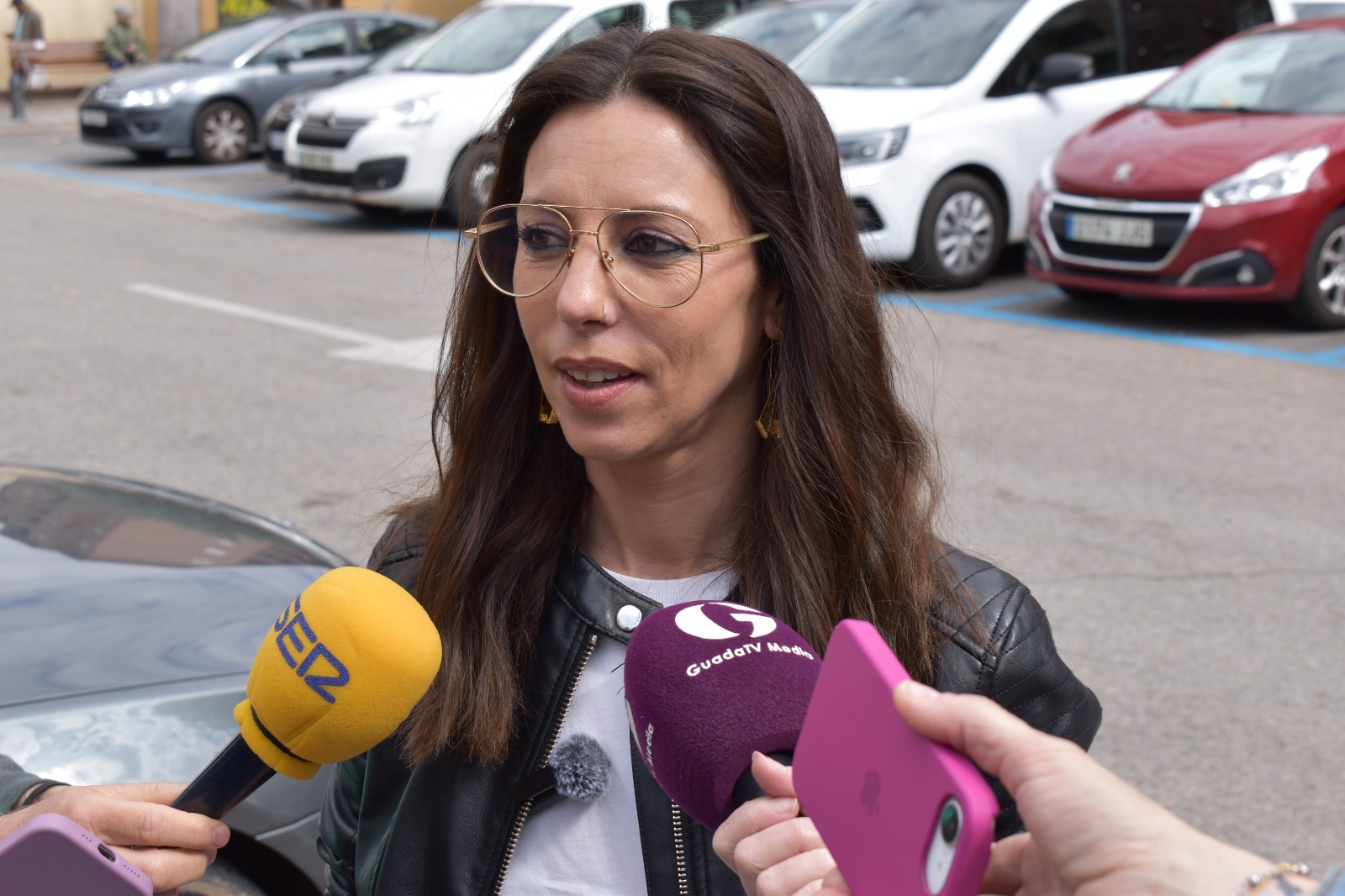 La cvoncejala socialista, Lucía de Luz,  esta mañana en la plaza de Bejanque