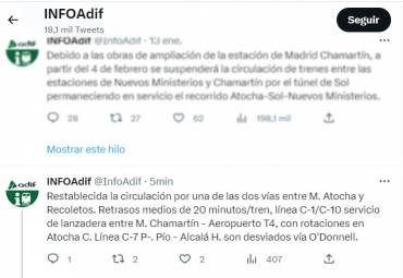 Twiter Cercanías ADIF