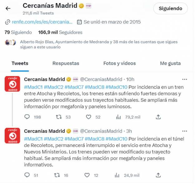 Twiter Cercanías RENFE