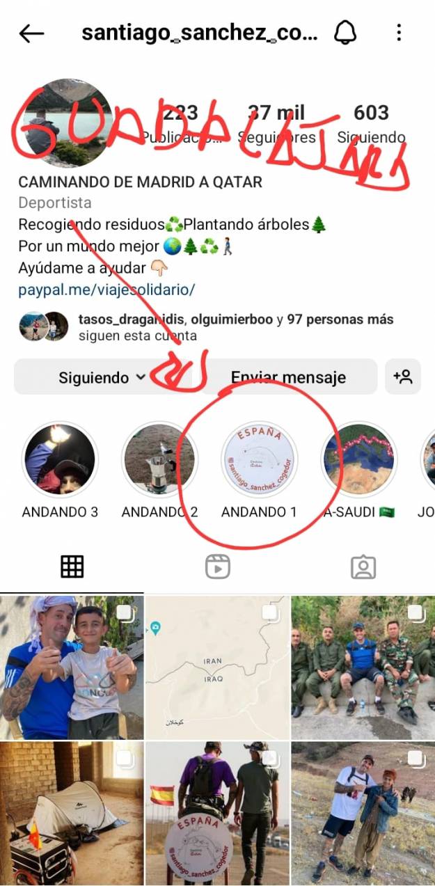 Santiago Sánchez Desaparecido Irán Instagram