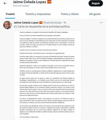 Jaime Celada dimisión Twiter
