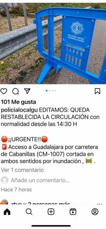Tunel de Cabanillas inundación Twiter Policía