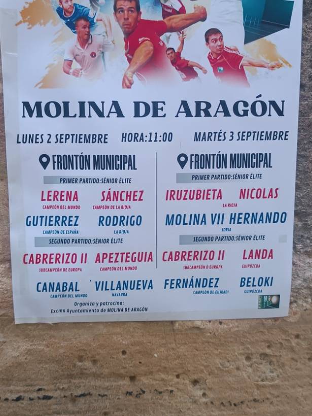 Cartel anunciador de los partidos de pelota de Molina de Aragón 1