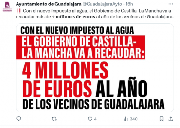 publicación twitter canon del agua