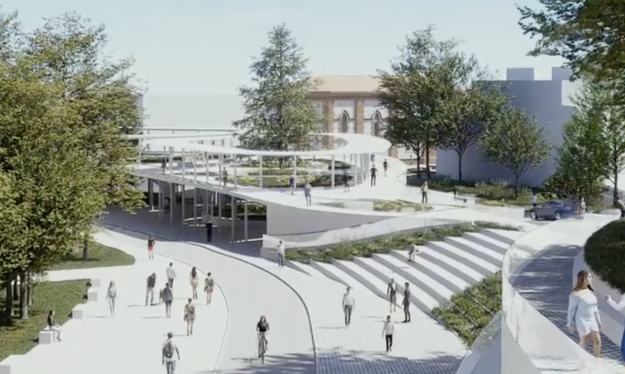 Plataforma y zona de escaleras en la cuesta del Matadero