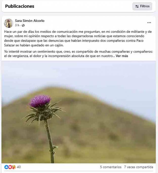 Sara Simón arrepentimiento