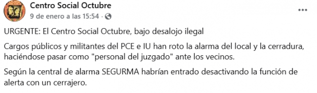 centro social octubre intento desalojo