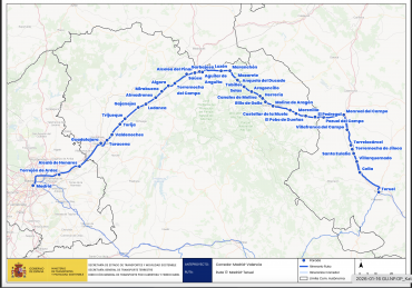 Mapa de paradas ruta Teruel-Madrid- Valencia