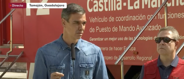 Sñanchez y Page en Tamajón, hoy/ Imagen del canal 24 horas de TVE sanchez page incendio la mierla julio 2026
