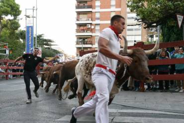 La manada llegó compacta a San Ginés en donde había muchos corredores de verdad. Foto: Pepe Riofrío. encierrosabado3